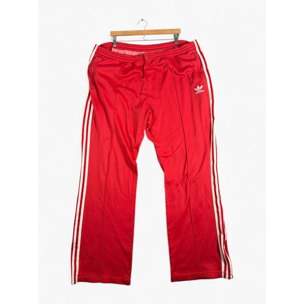Adidas Originals Mens 3XL Red 3-Stripe Track Pants Trefoil Logo Ankle Zip Sporty
